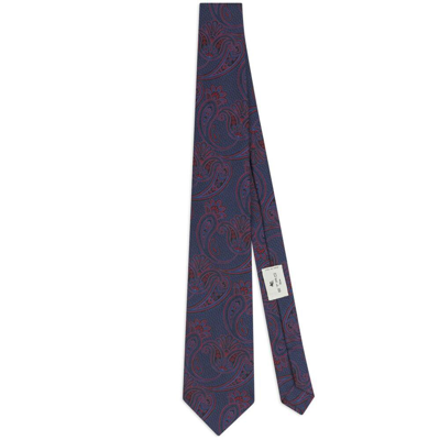 Etro Paisley-print Silk Tie In Blue