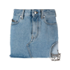 Gcds Cut-out Denim Skirt In Blue