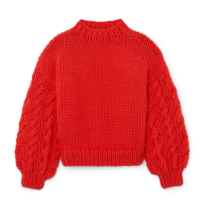 Mr Mittens Cable-sleeve Crewneck In Red