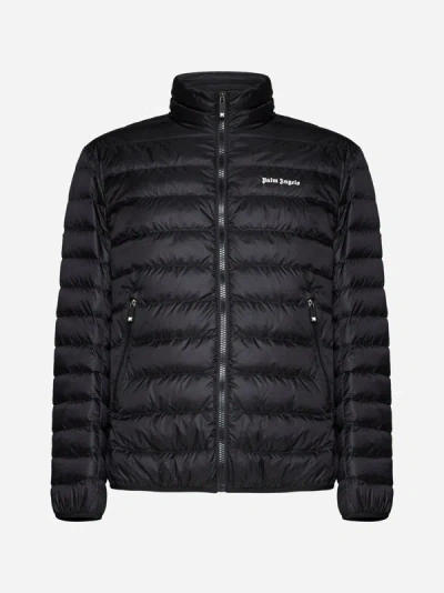 Palm Angels Logo-print Padded Jacket In Black,off White