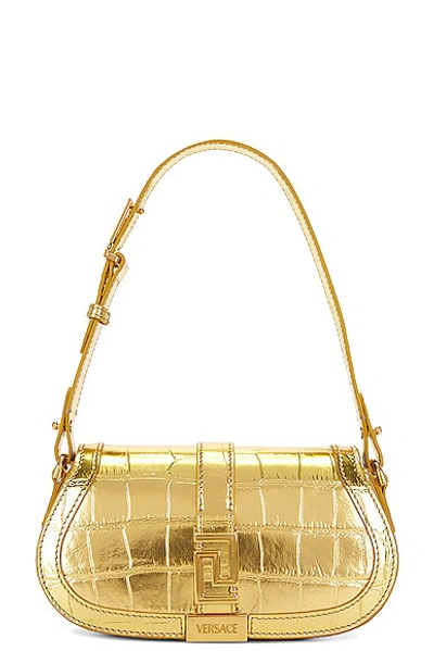 Versace Mini Croco Bag In Gold