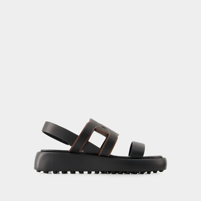 TOD'S GOMMA CATENA SANDALS - TOD'S - LEATHER - BLACK