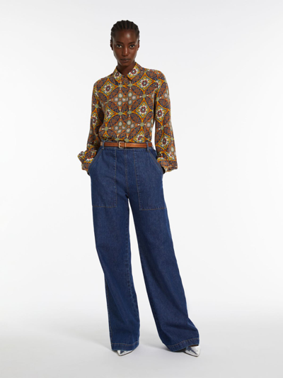 Max Mara Cotton Denim Trousers In Blue