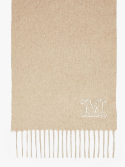 Max Mara Cashmere Stole With Embroidery In Sand