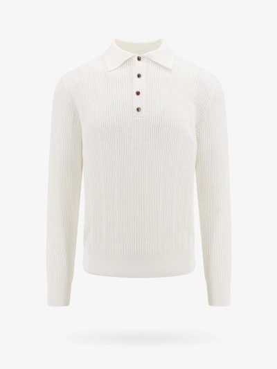 Brunello Cucinelli Long-sleeve Cotton Polo Shirt In White