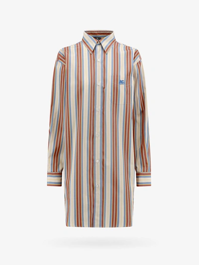 Etro Cotton Shirt With Striped Motif In Multi