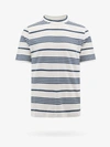 Brunello Cucinelli Striped Cotton T-shirt In Light Blue