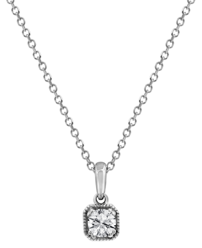 Macy's Diamond Beaded Frame Solitaire 18" Pendant Necklace (1/4 Ct. T.w.) In 14k White Gold