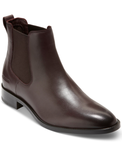 Cole Haan Men's Hawthorne Leather Pull-on Chelsea Boots In Dark Chocolate,black Wr