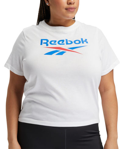 Reebok Plus Size Short Sleeve Logo Graphic T-shirt In White