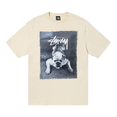 Pre-owned Stussy Bulldog Tee 'putty' In Cream