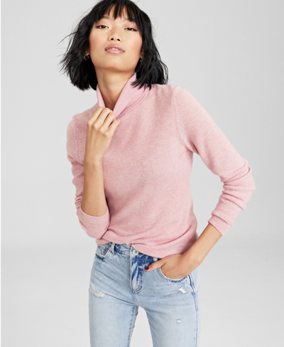 Charter Club Petite 100% Cashmere Turtleneck Sweater, Created For Macys In Chantilly Pink
