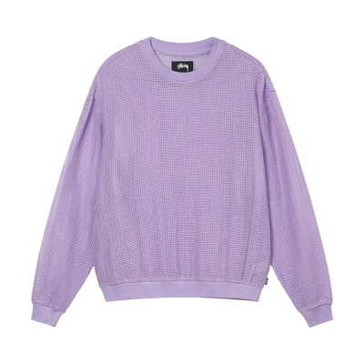 Pre-owned Stussy Cotton Mesh Long-sleeve Crew 'lavender' In Purple