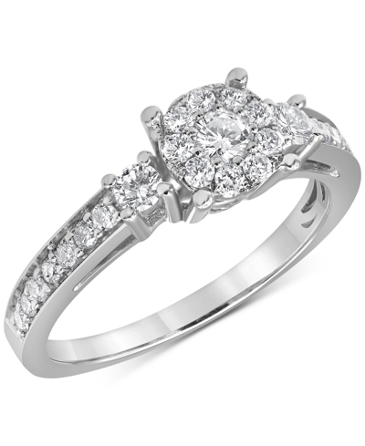 Macy's Diamond Halo Engagement Ring (5/8 Ct. T.w.) In 14k White Gold