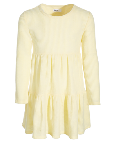 Epic Threads Kids' Toddler & Little Girls Long-sleeve Waffled Tiered Dress, Created For Macy's In Lemon Froth