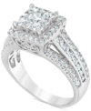 Macy's Diamond Halo Cluster Engagement Ring (1-1/2 Ct. T.w.) In 14k White Gold In White Gold