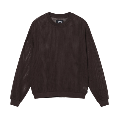 Pre-owned Stussy Cotton Mesh Long-sleeve Crew 'brown'