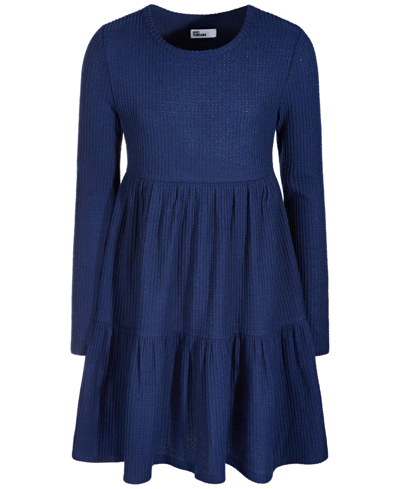 Epic Threads Kids' Toddler & Little Girls Long-sleeve Waffled Tiered Dress, Created For Macy's In Navy Sea