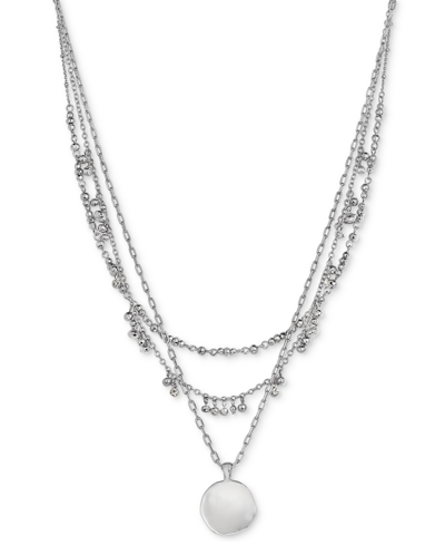 Style & Co Mixed-metal Layered Beaded Pendant Necklace, 17" + 3" Extender, Created For Macy's In Silver