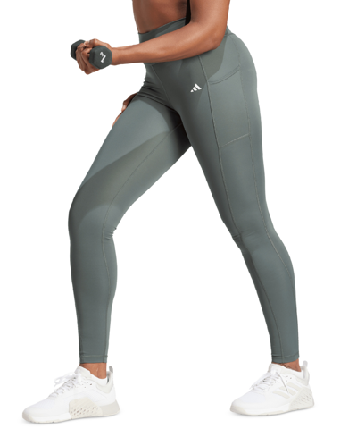 Adidas Originals Women's Optime Moisture-wicking Full-length Leggings In Open Grey