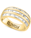 EFFY COLLECTION EFFY MEN'S ZIRCON BAGUETTE THREE ROW BAND (3-1/3 CT. T.W.) IN 14K GOLD-PLATED STERLING SILVER