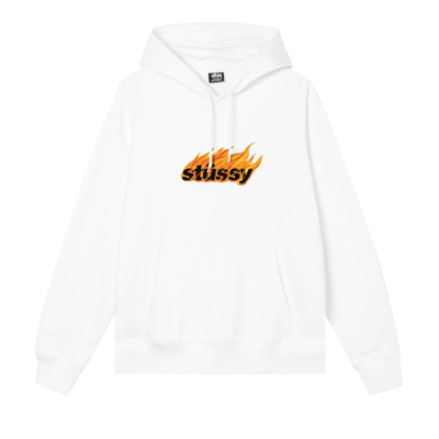 Pre-owned Stussy Flames Hood 'white'
