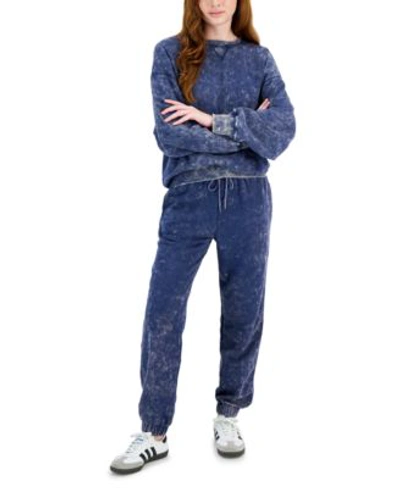 Self Esteem Juniors Mineral Wash Sweatshirt Sweatpants In Blue Depths