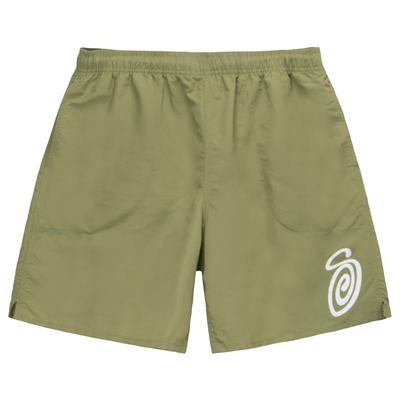 Pre-owned Stussy Curly S Water Short 'sage' In Green