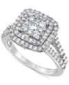 Macy's Diamond Halo Cluster Engagement Ring (1 Ct. T.w.) In 14k White Gold In White Gold