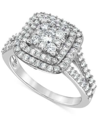 Macy's Diamond Halo Cluster Engagement Ring (1 Ct. T.w.) In 14k White Gold