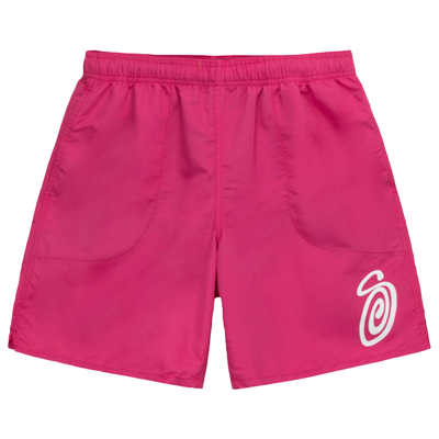 Pre-owned Stussy Curly S Water Short 'fucshia' In Pink