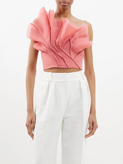 Aje Flame Draped Crop Top In Pink