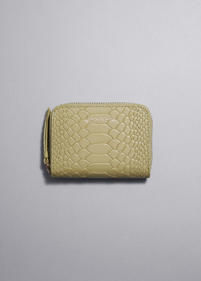 Other Stories Snake Embossed Leather Wallet In Green