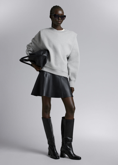 Other Stories Fitted Pleated-shoulder Sweatshirt In Grey