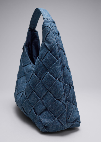 Other Stories Braided Denim Tote In Blue