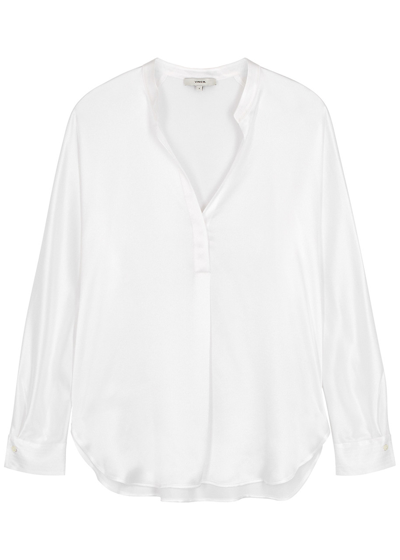Vince B Band Collar Blouse In White