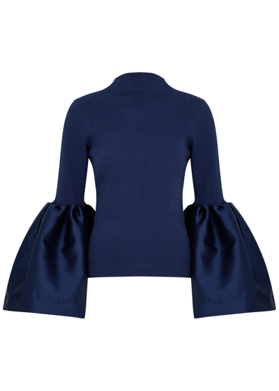 Marques' Almeida Taffeta And Stretch-cotton Top In Navy