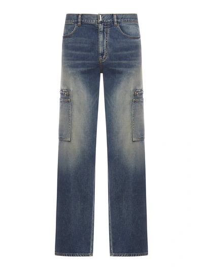 Givenchy Distressed Zip Pocket Jeans In Blue