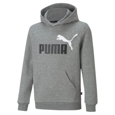 Puma Essentials+ Two-tone Big Logo Hoodie Big Kids In Medium Gray Heather