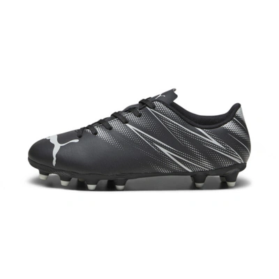 Puma Attacanto Firm Ground/artifical Ground Kids' Soccer Cleats Shoes In Black-silver Mist