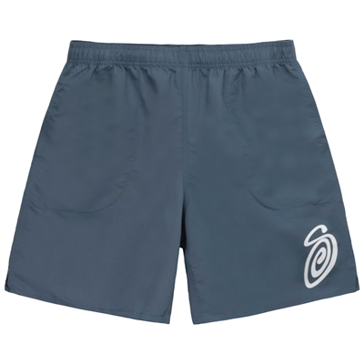 Pre-owned Stussy Curly S Water Short 'washed Navy' In Blue