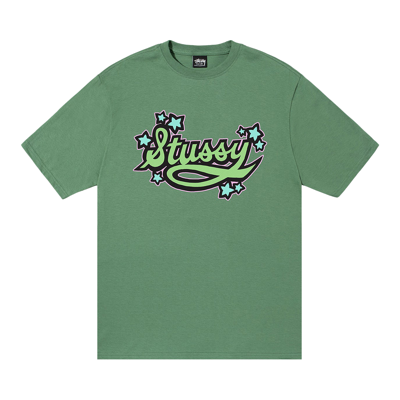 Pre-owned Stussy Star Script Tee 'green'