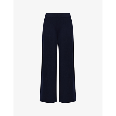 Me And Em Womens Dark Navy High-rise Relaxed-fit Stretch-knit Trousers