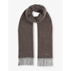 Reiss Mens Taupe Picton Fringed-trim Wool And Cashmere-blend Scarf