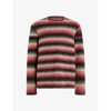 ALLSAINTS ALLSAINTS MEN'S PINK MARL AURORA RELAXED-FIT STRIPED WOOL AND MOHAIR-BLEND JUMPER