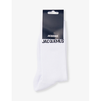 Jacquemus Logo-jacquard Ribbed Socks In White