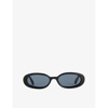 Le Specs Womens Black Outta Love Oval-frame Plastic Sunglasses In Black