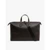 Reiss Mens Chocolate Carter Logo-embossed Leather Holdall In Black