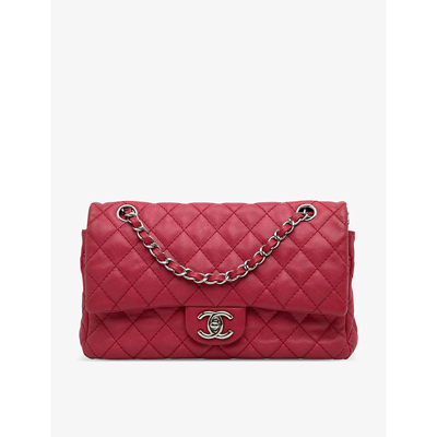Reselfridges Womens Red Pre-loved Chanel Medium Classic Caviar Double-flap Leather Shoulder Bag