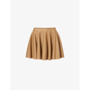 KHAITE KHAITE WOMEN'S NOUGAT ULLI PLEATED HIGH-RISE WOOL-BLEND MINI SKIRT